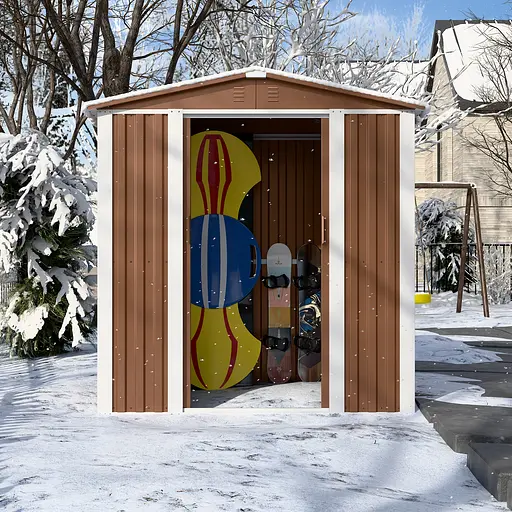 Хозблок-сарай металлический DS-02 с двускатной крышей 185х180х120 см (ВхШхГ)Коричневый - фото 5