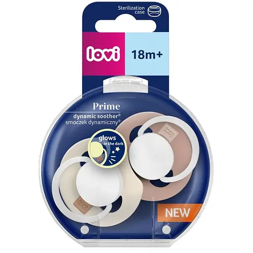Пустышка силиконовая динамическая LOVI Prime Glow/Blush Glow 18+ мес 2 шт. Ivory (34/438) - фото 9