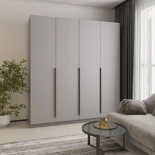 Шкаф 4-дверный MebelStar Оскар ДСП BG, стандарт 200x52x220 см Серая мышка (MBS-4716)