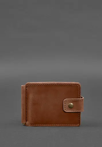 Кожаный портмоне 13.1 зажим с хлястиком светло-коричневый Crazy Horse - фото 2