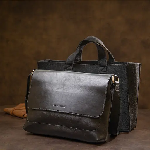 Кожаная мужская сумка GRANDE PELLE 30х23х6 см sum0015572 - фото 10