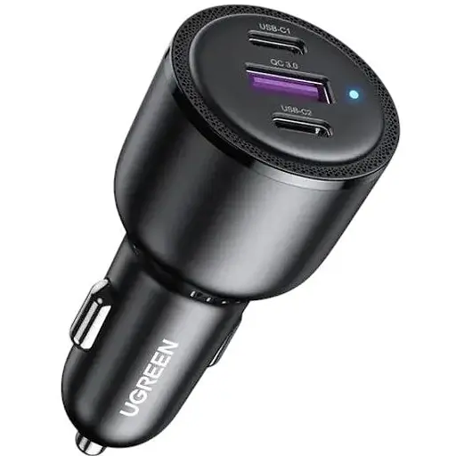 Автомобильное зарядное устройство Ugreen CD239 2xUSB Type-C PD + USB-A Car Charger 69W Max черный - фото 1