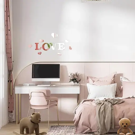 Дзеркальний декор Wall Sticker SW-00002495 акриловий самоклеючий Love 11 шт. срібло - фото 6