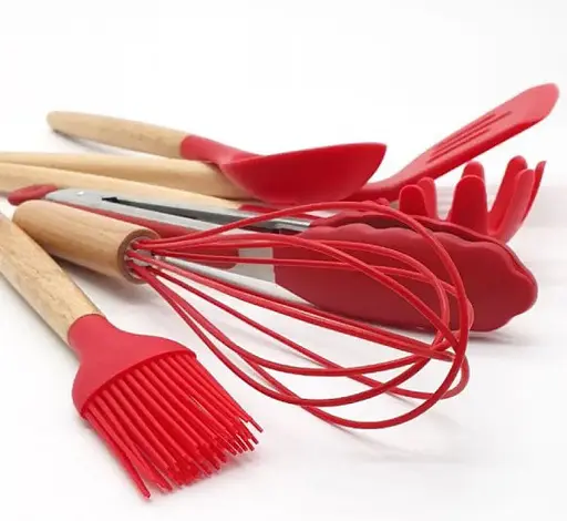 Набір кухонного приладдя Edenberg Silicone kitchen utensils set 12 предметів Червоний - фото 3