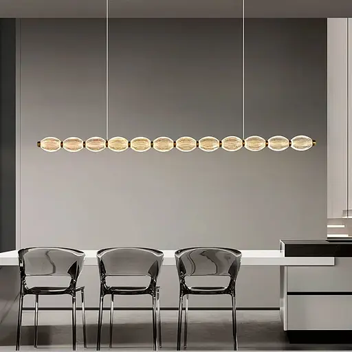 Led люстра з прозорими рельєфними кульками у латунному видовженому корпусі 120 см | Line F | Арт. MJ343-1200L AB - фото 5