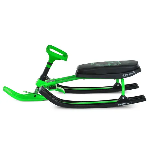 Снігокат MS 1778-11 Низька рама, м'яке сидіння з екошкіри 45х21см (2 положення), кермо, металопластик, чорно-зелений - фото 2