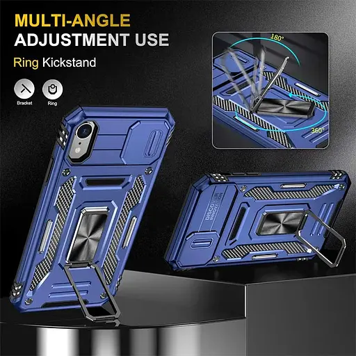 Ударостійкий чохол Camshield Army Ring для Apple iPhone XR (6.1) Синій / Navy - фото 2