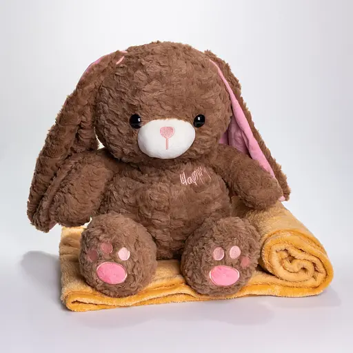 М'яка іграшка-плед  та подушка 3 в 1 Зайчик плед в іграшці 35×32×40 (см)  Коричневий Colorful Home 509-9BR - фото 2