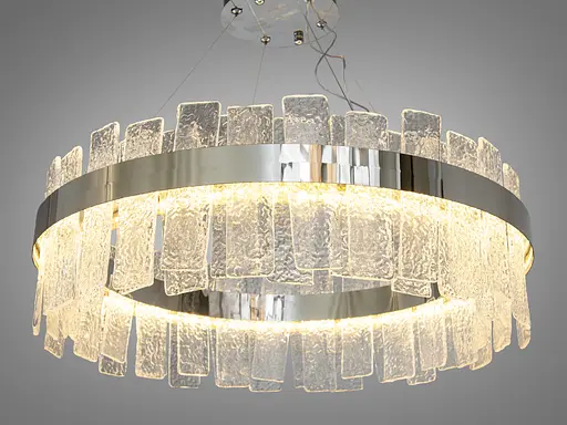 Кругла кришталева світлодіодна люстра в вітальню, срібна люстра, 140Вт - фото 3