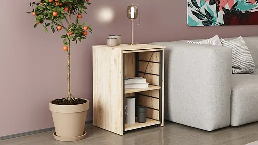 Стіл-тумба трансформер Смарт 2/2 Ferrum-decor 750x1450x600 Чорний метал ДСП Дуб Сан-Марино 16 мм (FRD-105103) - фото 2