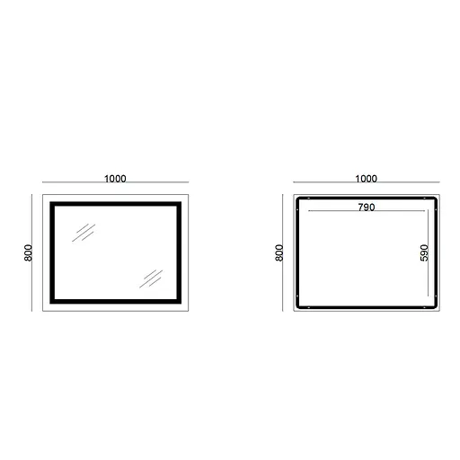 Дзеркало Lidz Kubis 1000x800 з LED-підсвічуванням Touch, з антизапотіванням, з диммером яскравості LD78LF61410080 - фото 2