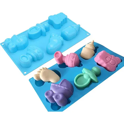 Форма силіконова на планшеті 3D молд "Дитячий" на 6 фігурок 29x17 см, Kitchen Master Блакитний 86126 - фото 1