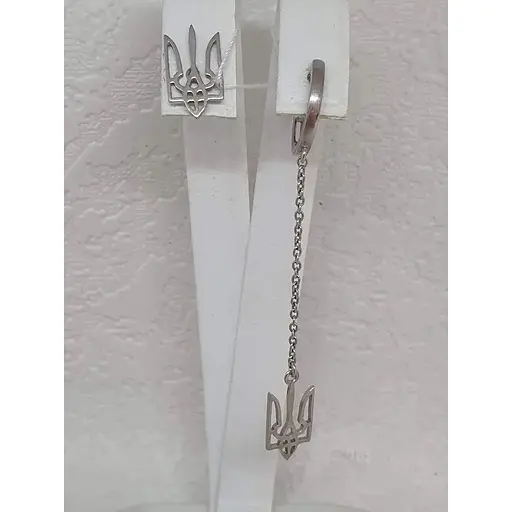 Срібні асиметричні сережки Ірій Тризуб. 40024.1 - фото 2