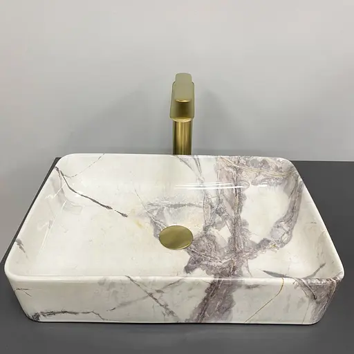 Умивальник VBI Triest 50 пісок глянцевий накладний VBI-012712, Мармур - фото 2
