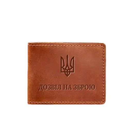 Кожаная обложка для разрешения на оружие светло-коричневая Crazy Horse - фото 7