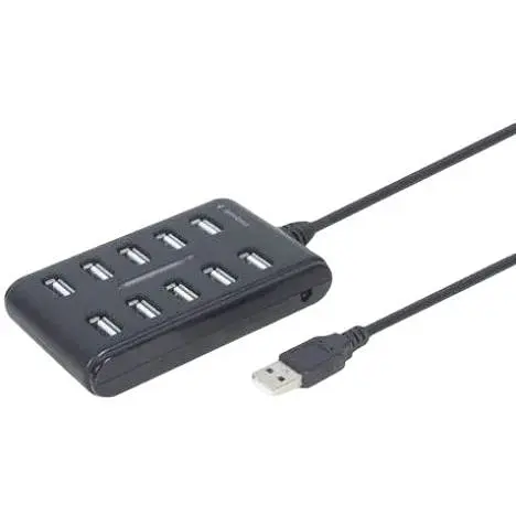 Хаб Usb Gembird UHB-U2P10P-01, черный, Usb 2.0 - 10xUsb 2.0, кабель 80 см - фото 1