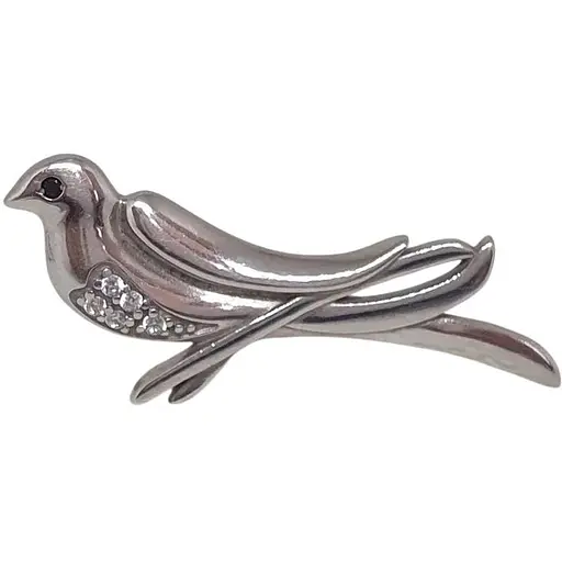 Срібна брошка Ірій Пташка з фіанітами. 9518