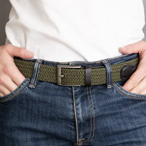 Ремень-резинка мужской JK-35006 (110 см) зеленый плетеный - фото 4