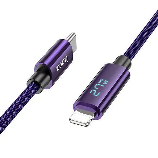 Дата кабель Hoco U125 Benefit 27W Type-C to Lightning with display (1.2m) Purple - фото 2