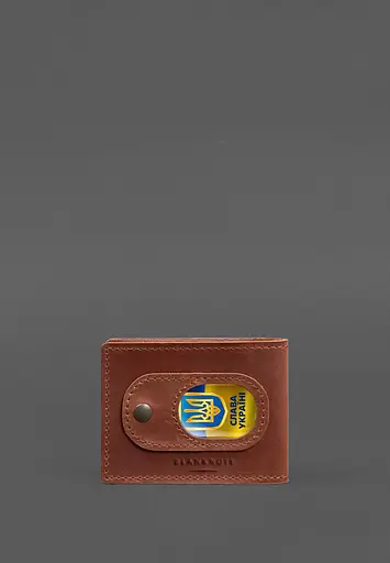 Кожаная обложка для удостоверения участника боевых действий (УБД) с карманом для жетона светло-коричневая Crazy Horse - фото 5