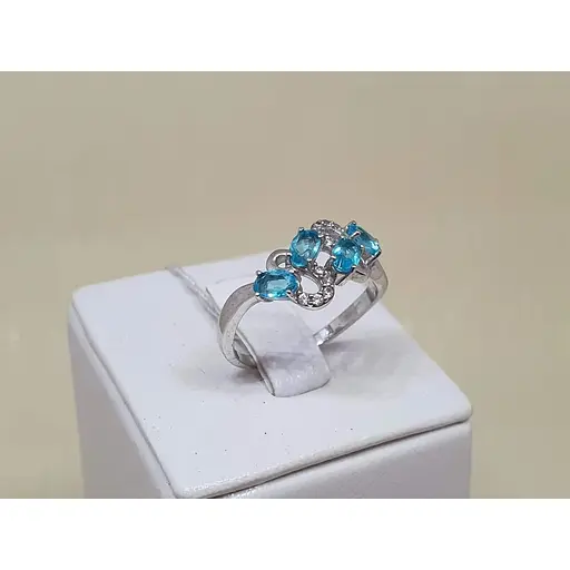 Серебряное кольцо Агни Абриэль с кварцем голубым и фианитами. 1026/1Р-QSWB 17,5 - фото 2