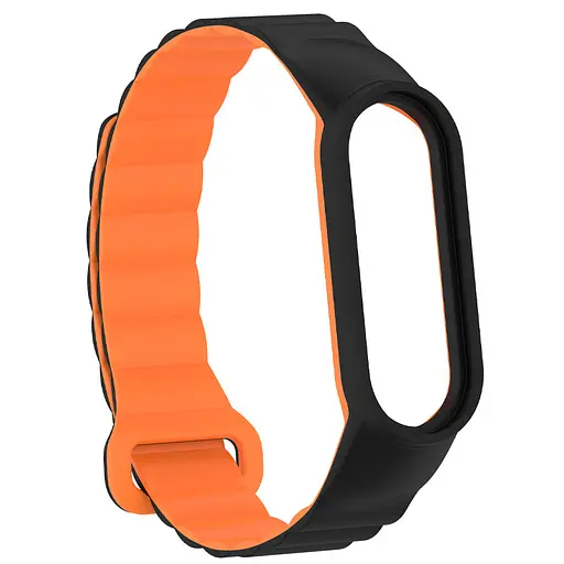 Ремінець Dual-color Magnetic для Xiaomi Mi Band 7/6/5/4/3 Black / Orange - фото 3