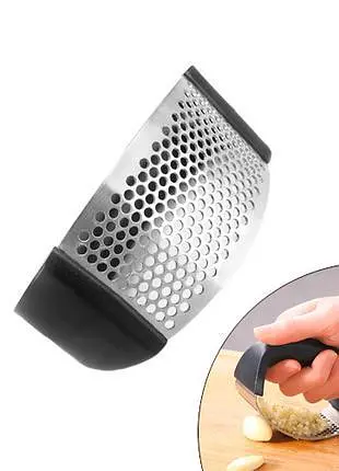 Пресс для чеснока из нержавеющей стали с пластиковой ручкой чесночница, Kitchen Master Черный 84271 - фото 3