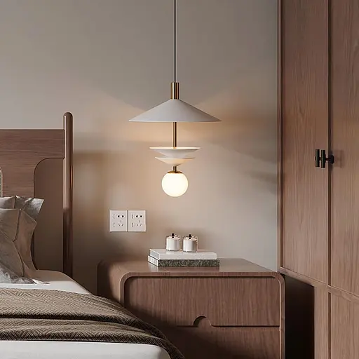 Елегантна підвісна люстра із білим плафоном | Арт. AA 457-360 WT | Line F - фото 1