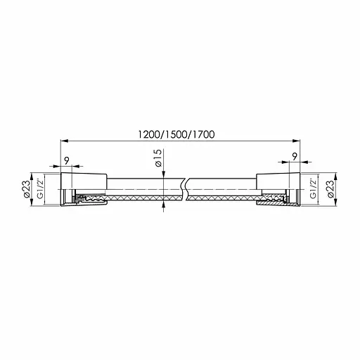 Шланг для душу Imprese LSR PVC 1700 мм anti-twist black matt f03600110AJ, Чорний матовий - фото 2