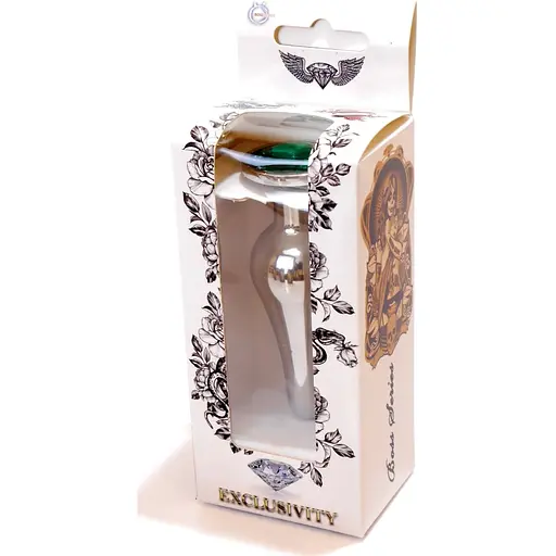 Анальна пробка Boss Of Toys Boss Series - Jewellery Silver Butt Plug Green, BS6400078, Срібний / Зелений - фото 8