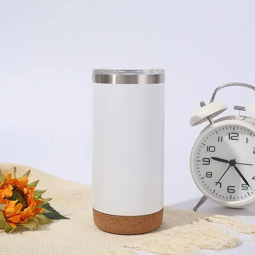 Склянка з корковим дном 480 мл White із нержавіючої сталі з подвійними стінками - фото 3