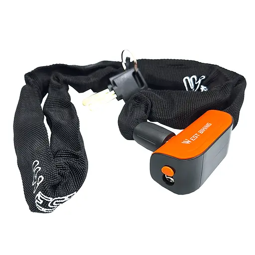 Велосипедний замок West Biking YP0705097 6 x 935 мм ланцюговий під ключ жовтогарячо-чорний (G0001853) - фото 3