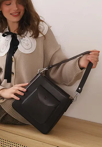 Шкіряна сумка Stella темно-коричнева - фото 2