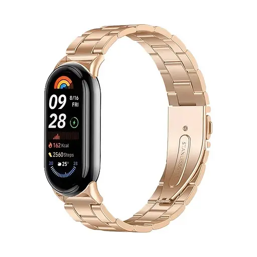 Комплект ремінці Tamister для фітнес-браслета Xiaomi Mi Band 8 та 9 Bead design - Milanese design Rose gold - фото 2
