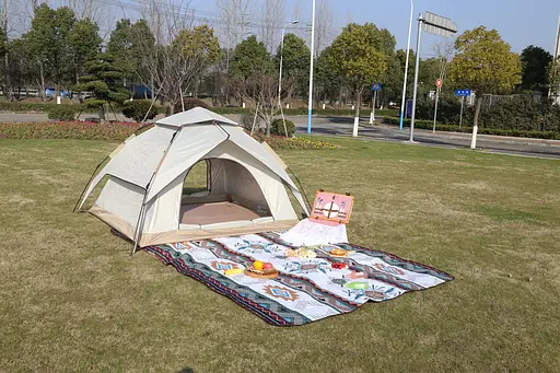 Автоматическая палатка большая на 3–4 человека с 2 входами водонепроницаемая 200×230×140 песочно-бежевая OldBro CC-BJL-A05 - фото 7