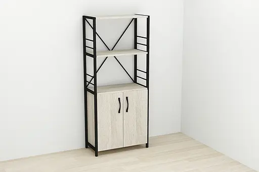 Етажерка 3/60 Ferrum-decor Серії Конект із тумбою 144x60x28 Чорний ДСП Сонома (FRD-104445) - фото 2