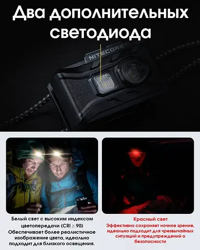 Налобний ліхтар Nitecore NU20 Classic 360лм Type-C (червоне та біле світло) Чорний - фото 5