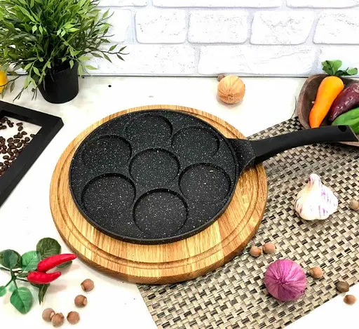 Сковорода порционная для оладий блинчиков Edenberg EB-7512 с мраморным покрытием 7 секций по 8см. - фото 3