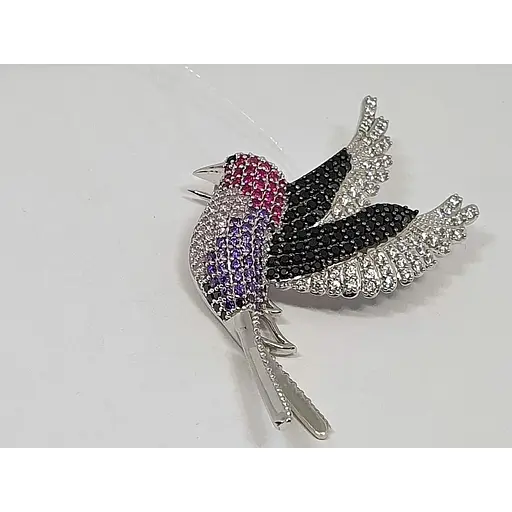 Серебряная брошь Dear Птица с фианитами. 9007.56С - фото 3