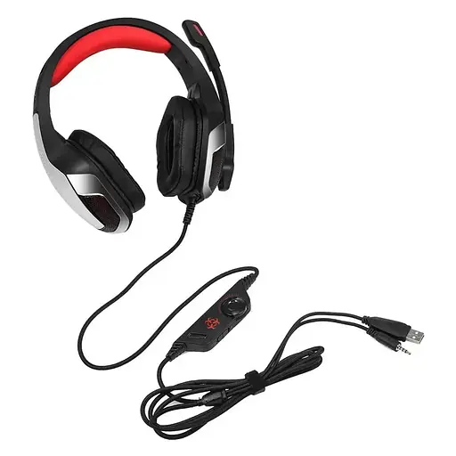 Дротова ігрова гарнітура Hunterspider Gaming with LED V4, USB, 3.5mm, 2.2m, silver - фото 8