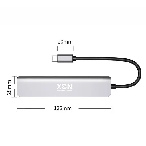 USB-хаб XON SmartHub 7 в 1 (HDMI, SD/TF, 2xType-C, 2xUSB3.0) Сірий (UHCHP074300G 5177) - фото 4