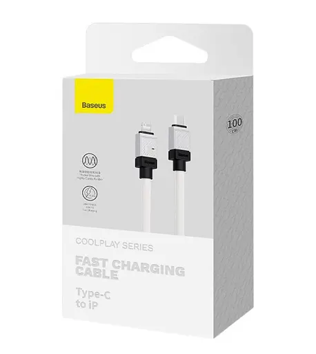 Кабель Baseus CoolPlay Series Fast Charging Cable Type-C to iP 20W 1m White - фото 2