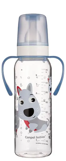 Бутылка с узким отверстием 250 мл с рисунком и ручкой "BPA FREE" коллекция "Цветовая ферма" Синяя - фото 1