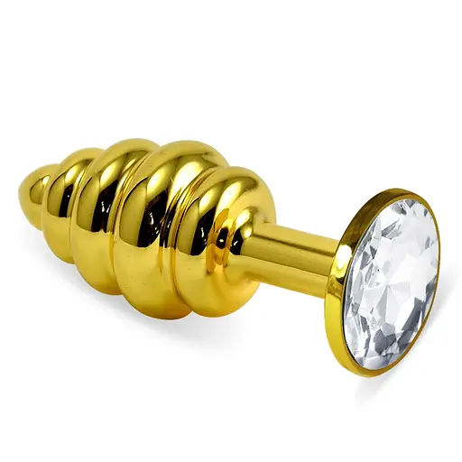 Анальна пробка Lovetoy Gold Spiral Metal Plug 6.8 см (прозорий)
