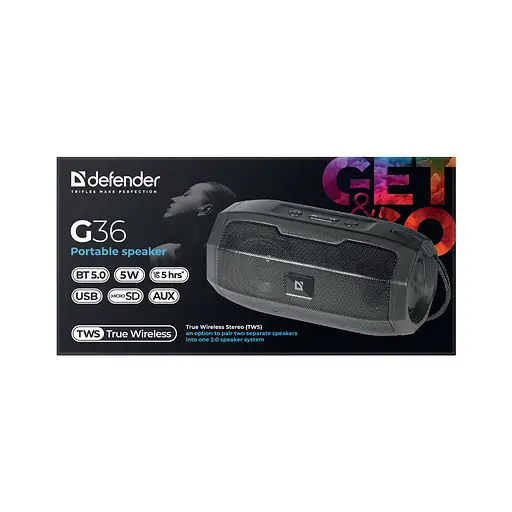 Портативная колонка Defender (65036)G36 5Вт, FM/microSD/USB, Black - фото 7