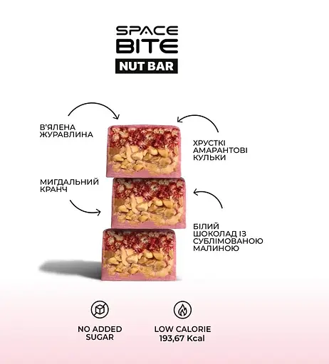 Блок батончиків Spacefood Space Bite Nut Bar, 10*40 грам - Журавлина-мигдаль - фото 5