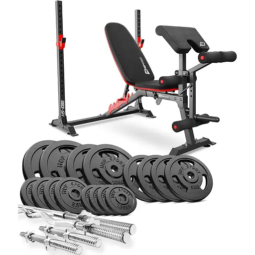 Набор Hop-Sport Strong 106кг со скамейкой HS-1095