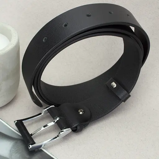 Ремінь чоловічий шкіряний класика чорний JK-3560 (120 см) - фото 4