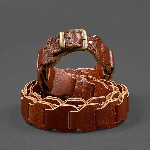 Женский кожаный бохо-ремень BlankNot светло-коричневый краст - фото 2