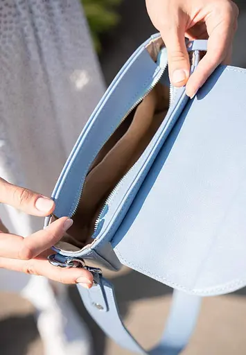 Жіноча шкіряна сумка Molly блакитна - фото 6